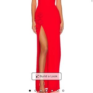 Amanda Uprichard Red Maxi Dress with Floral Detail